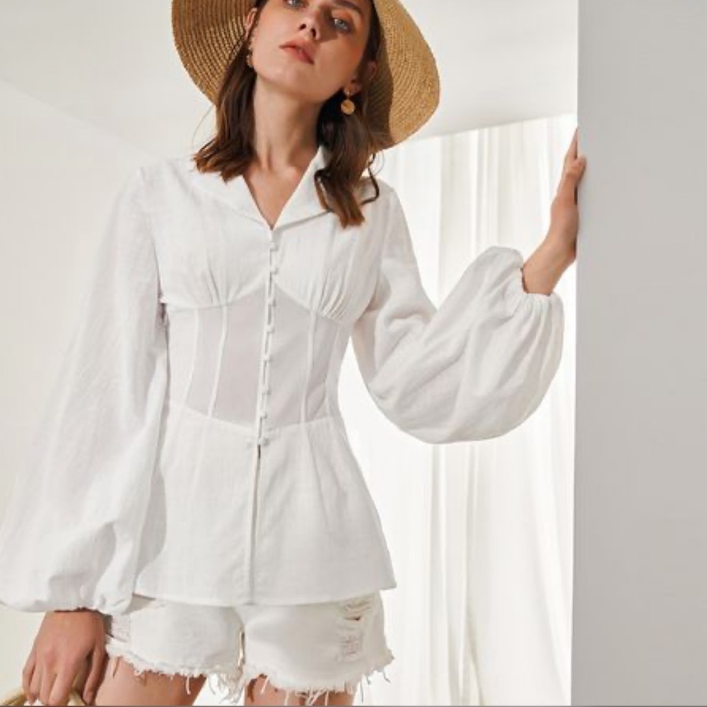 Balloon Sleeve Corset Blouse